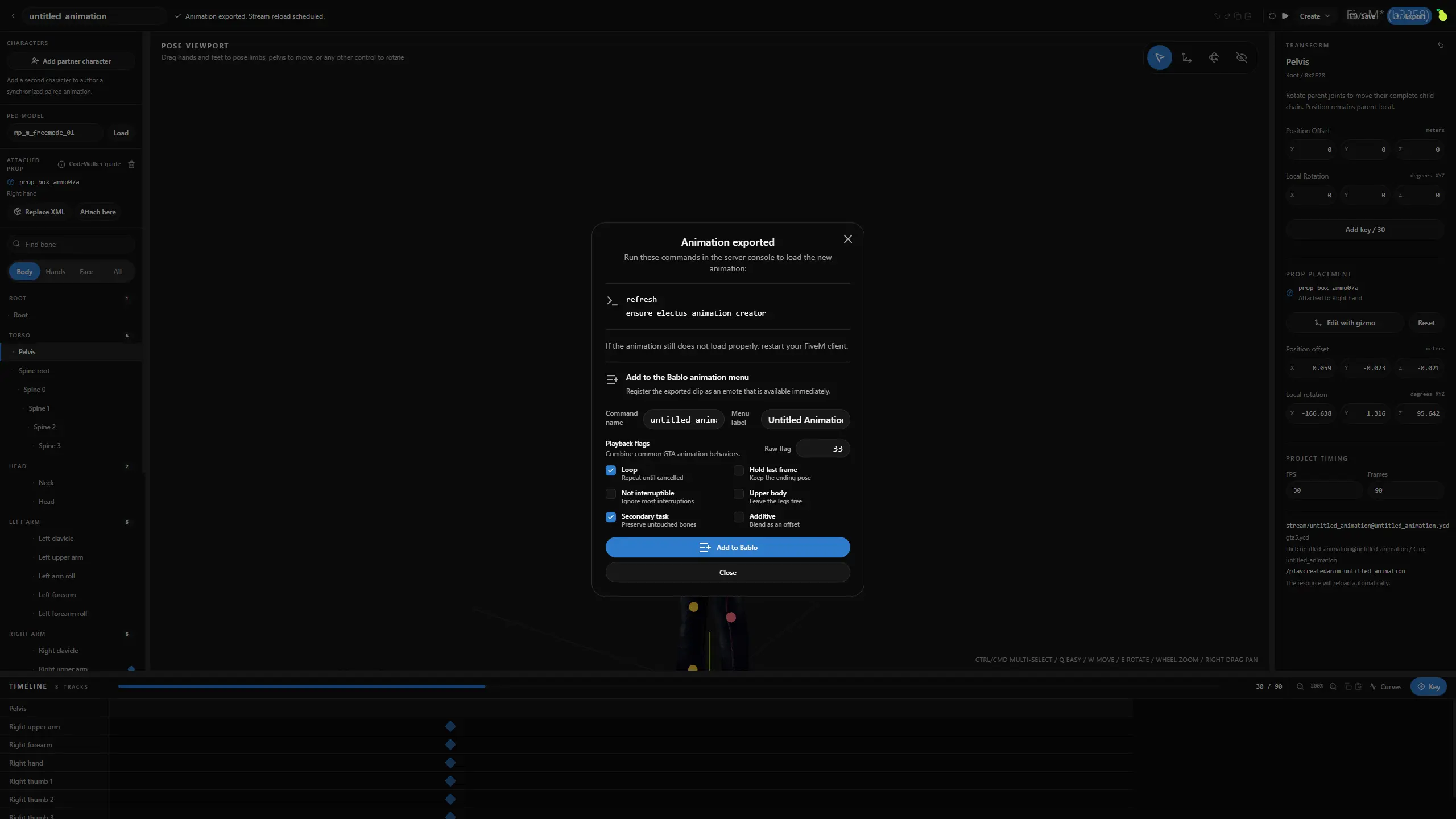 Electus Animation Creator: Direct FiveM Export