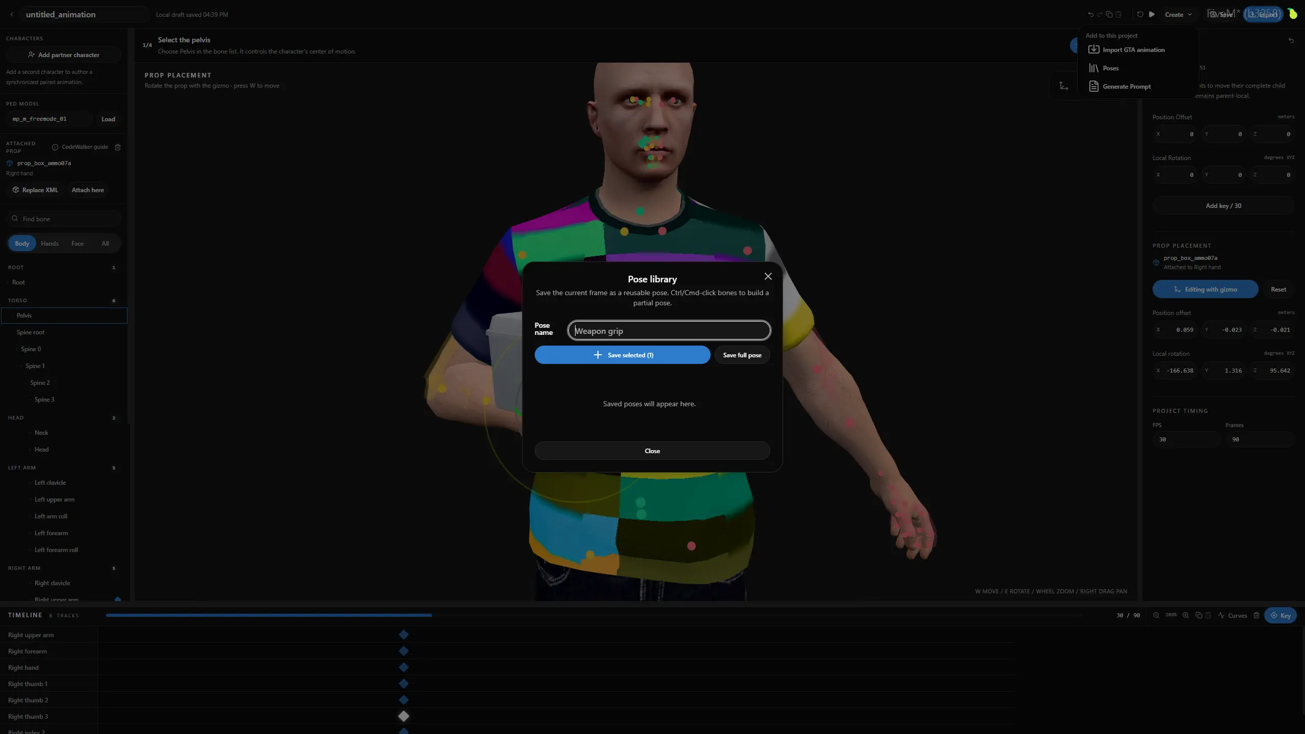 Electus Animation Creator: Reusable Pose Library