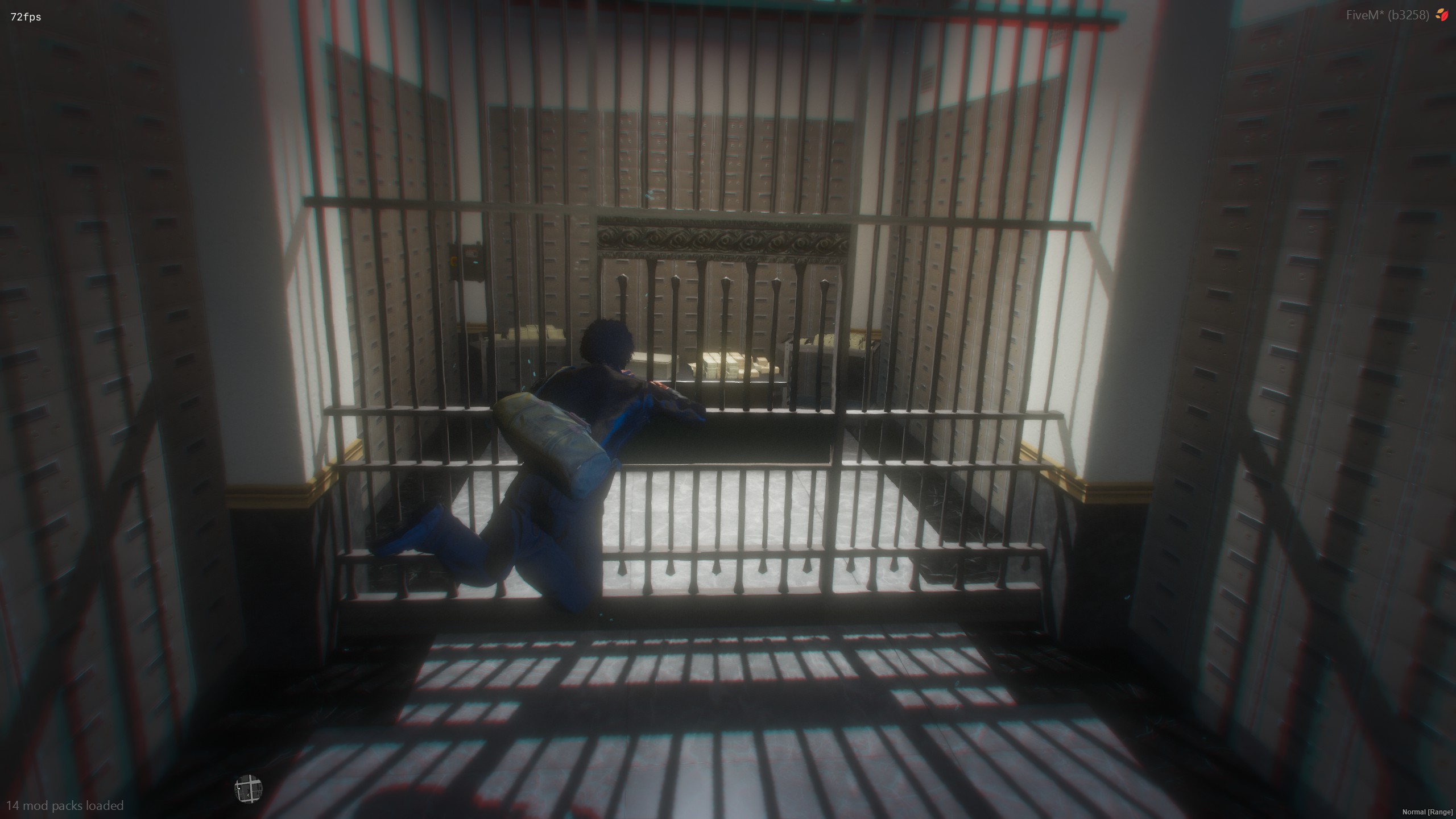 Player swimming through a flooded vault room
